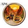 Rustic Wood Wall Sculptures Forest Sunset Scenery 2D Hanging, Boho Wooden Art Sign, Layered Silhouette Nature Tree Decor for Bedroom Living