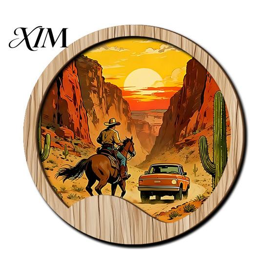Rustic Wood Wall Sculptures Forest Sunset Scenery 2D Hanging, Boho Wooden Art Sign, Layered Silhouette Nature Tree Decor for Bedroom Living