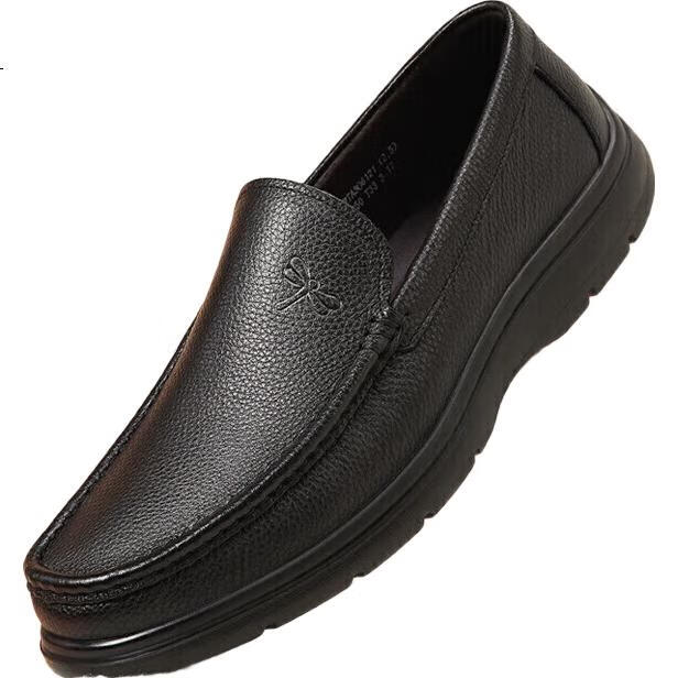RED DRAGONFLY Genuine Leather Slip-On Casual Loafers Business Leather Shoes for Men Soft Sole Dad Shoes WTA30612 Black Size 39