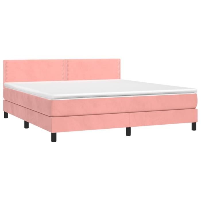 3141256 vidaXL Lit à sommier tapissier avec matelas Rose 160x200 cm Velours