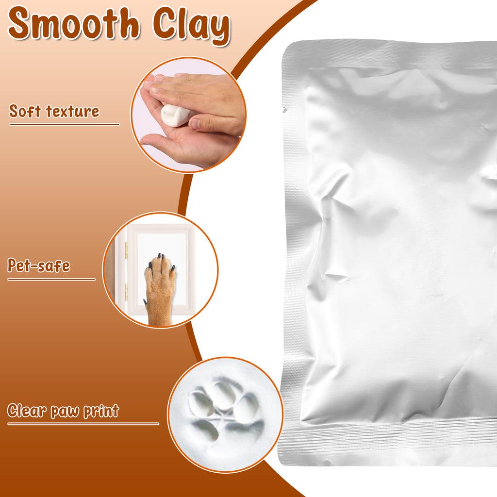 Pet Cat Dog Paw Prints Kit with Picture Frame and Imprint Clay DIY Pet Paw Print Keepsake Kit for Dogs Cats Pet Lovers Non-toxic