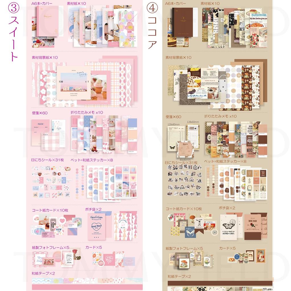TOMMYFIELD School Entrance Gift for Stationery Set with Collage Materials and Design Paper Girls (Pink)
