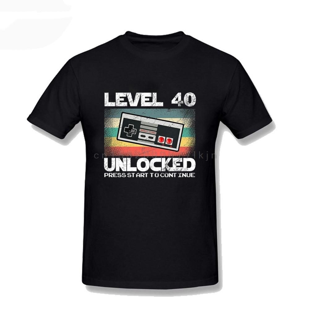 Unisexs Born In 1980 40 Years Old 40th Birthday Gift Level 40 Unlocked T Shirts Harajuku Unisex 3xl Male Camiseta Masculina Tshirt