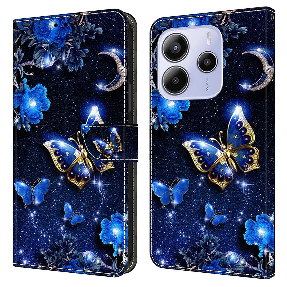 Для Xiaomi Redmi Note 14 5G Кожаный чехол С печатью рисунка Кошелек Подставка Флип-чехол для телефона