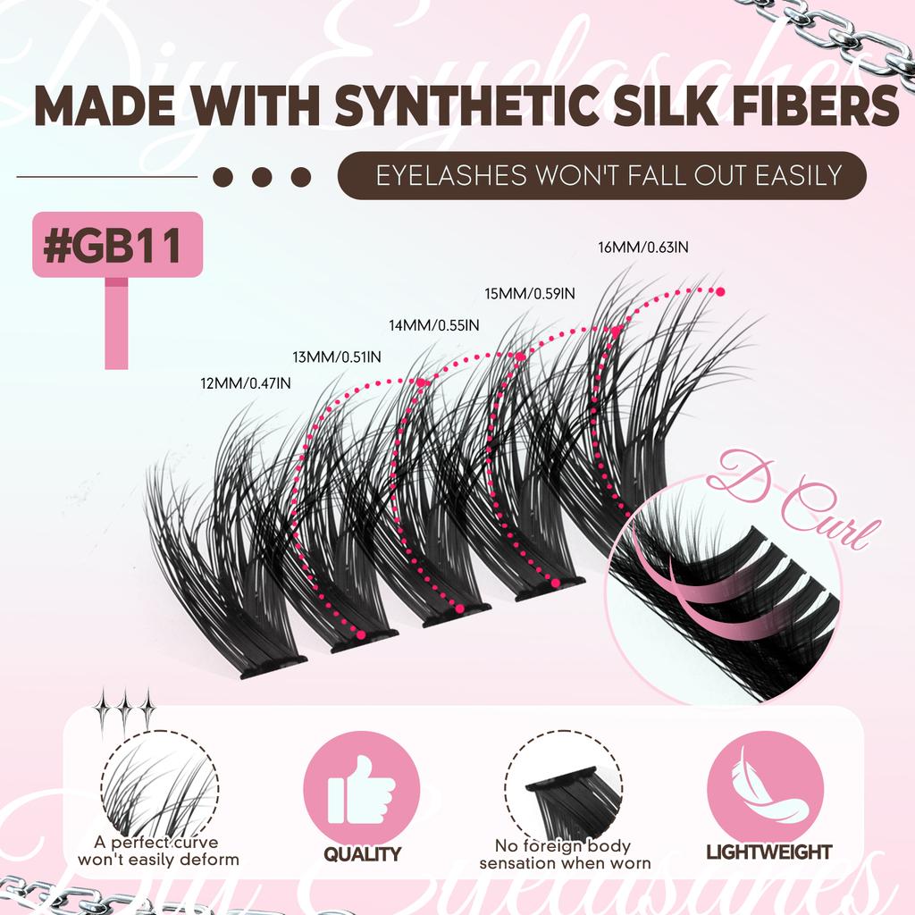 Xiaomi GROINNEYA Lashes Cluster Kit Fluffy Lash Bond & Seal Faux Mink Lashes Eyelash Extension Individual Lashes DIY at Home