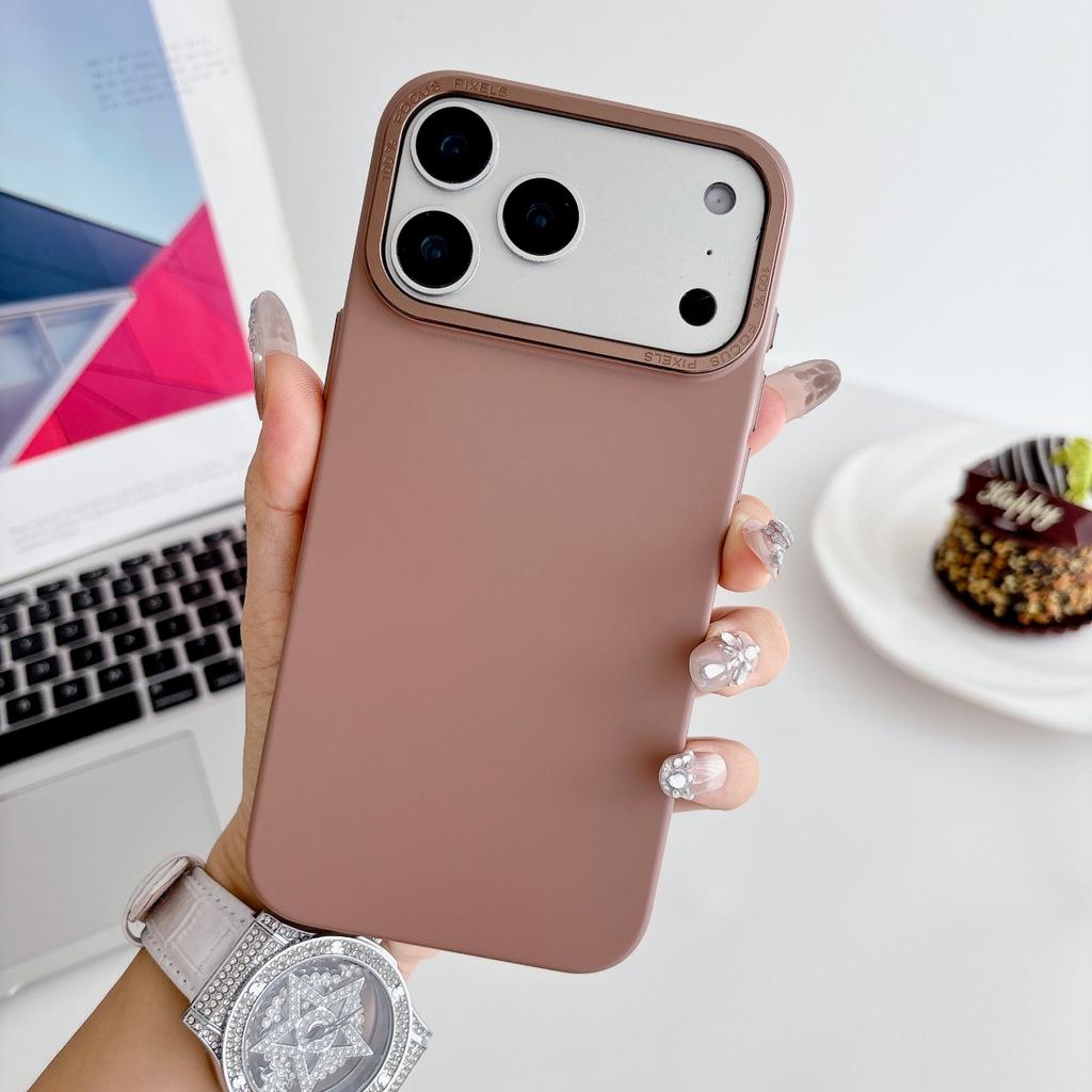 Матовый PC Чехол для телефона однотонный с металлическим бампером Для iPhone 17 Air 16 15 14 13 12 11 Plus Pro Max Нескользящий