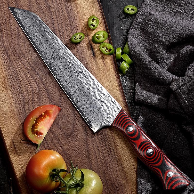 Нож шеф-повара из дамасской стали с ручкой G10, кухонный нож, Кливер, резак для нарезки ломтиками, японские ножи для суши, рыбы