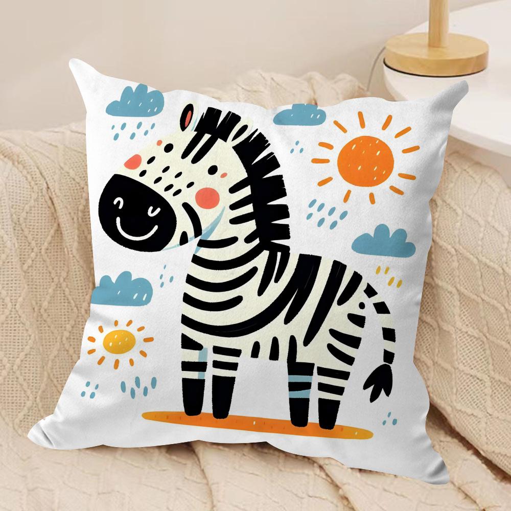 Cute Zebra Cushion Cover Pillowcase Ultra Soft Skin Friendly Fabric Cloud Like Comfort Concealed Zipper