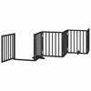 9 Piece Dog Gate with Door Foldable Black 450 cm Poplar Wood