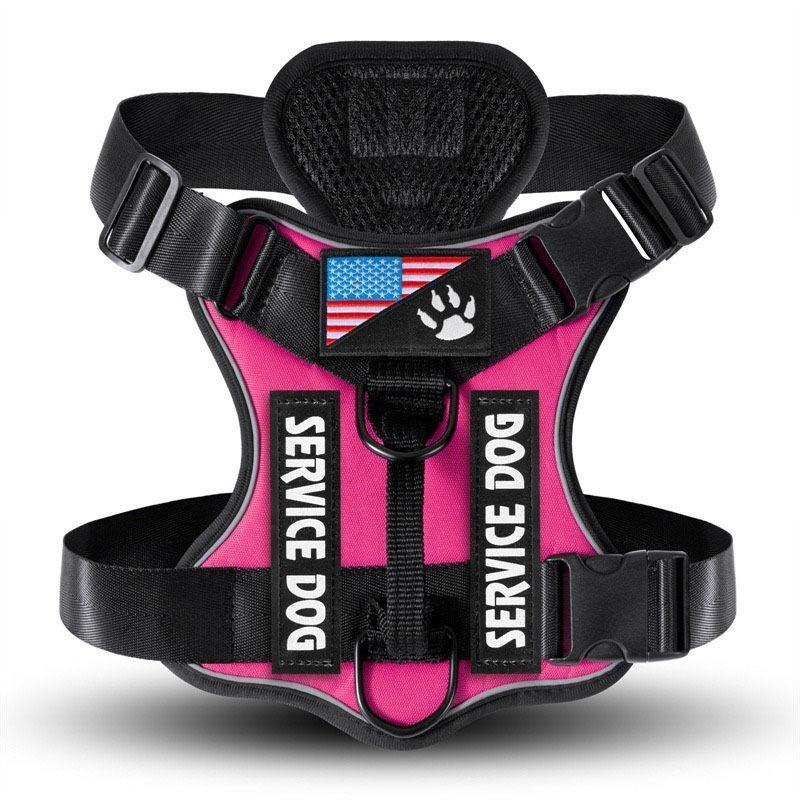 Service Dog Harness, Reflective Dog Vest Harness with 5 PCS Patches, Adjustable Soft Oxford Pet Harness, Inner Layer Mesh, Easy