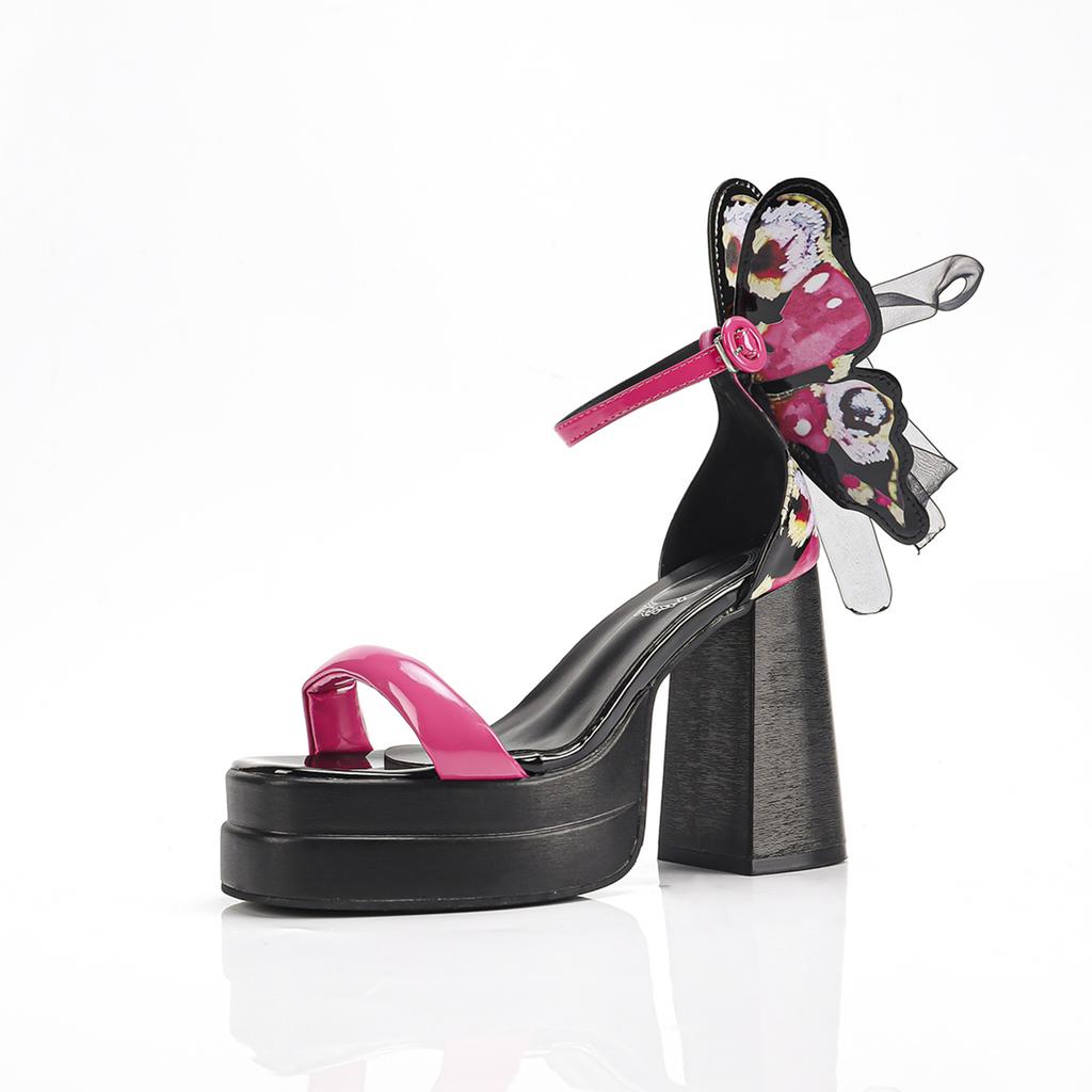 Fashion Chic Butterfly - Accent Platform Heeled Sandals | Unique & Eye - Catching, Perfect for Party & Stylish Looks