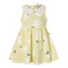 Girls Cotton Linen Sleeveless Dress with Peter Pan Collar Cute Floral Print Princess Vest Dress for Spring Summer