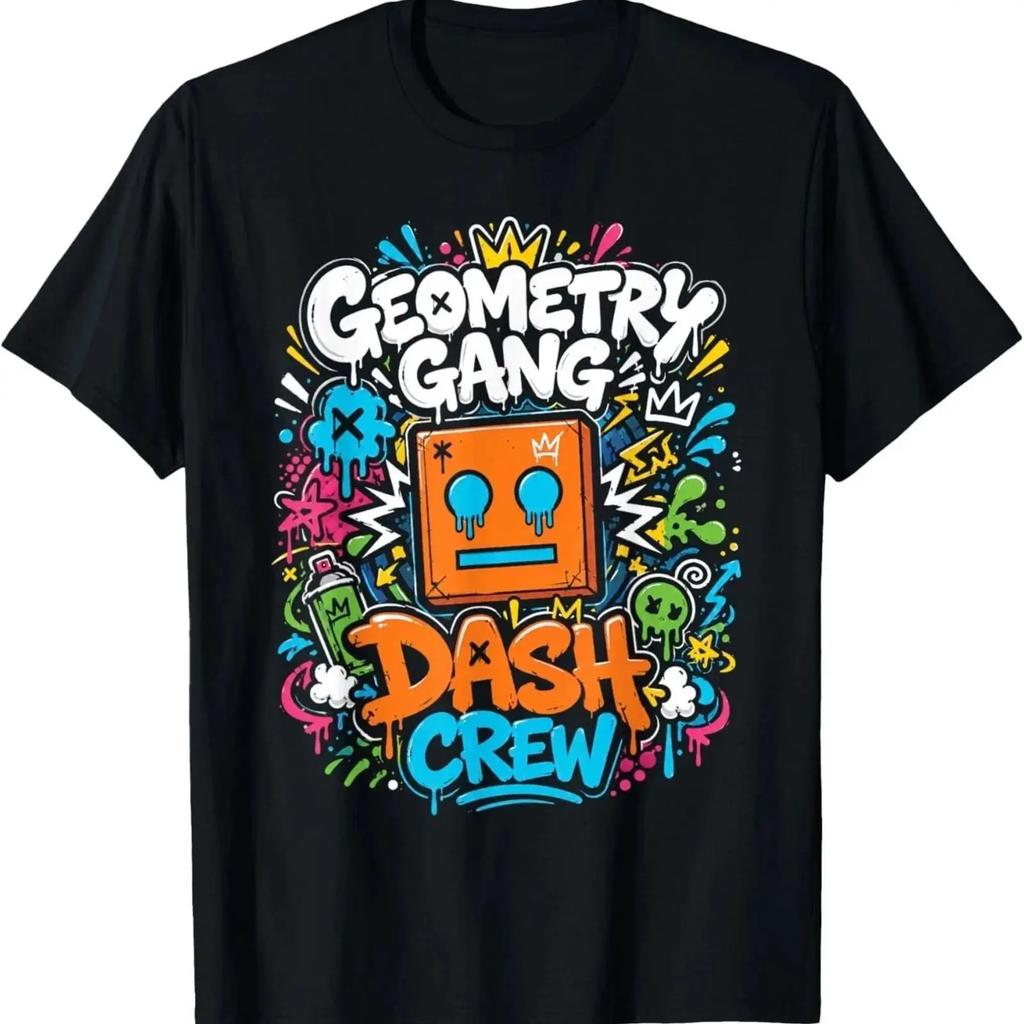 Игровая футболка Geometry Dash Crew Винтажная Мужская Женская Унисекс Модная Дышащая Дизайнерская Одежда Немного Удобная