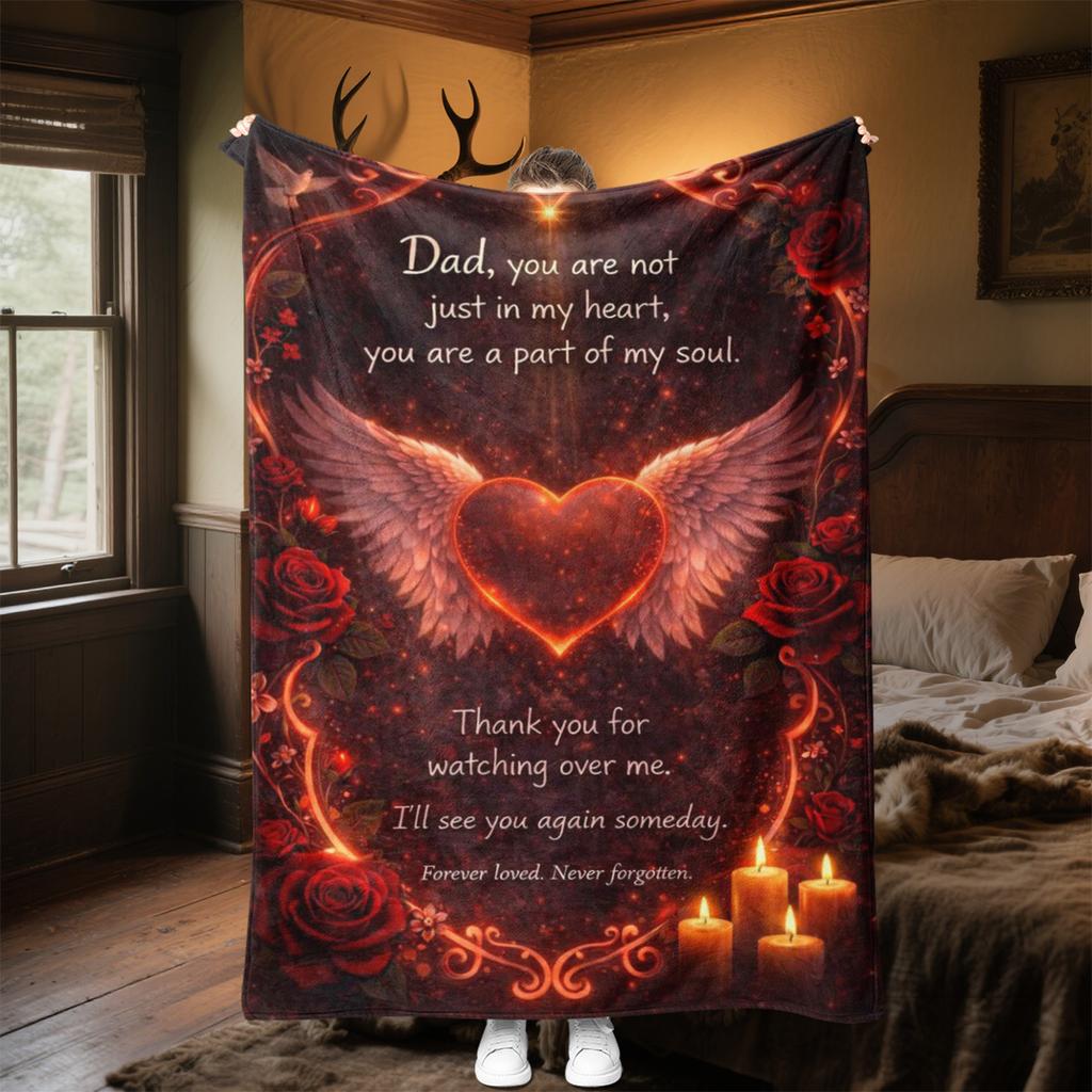 Memorial Dad Plush Blanket Soft Comfortable All Seasons Perfect Sofa Office Naps Outdoor Travel Makes Great Gift