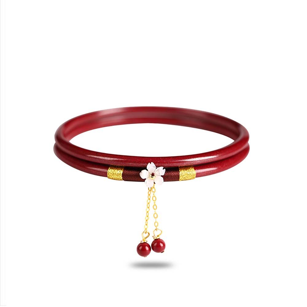 Jewelry Natal Year Gift Girls Antique Bracelet Women Bangles Stone Bracelet Vermilion Red Bangles