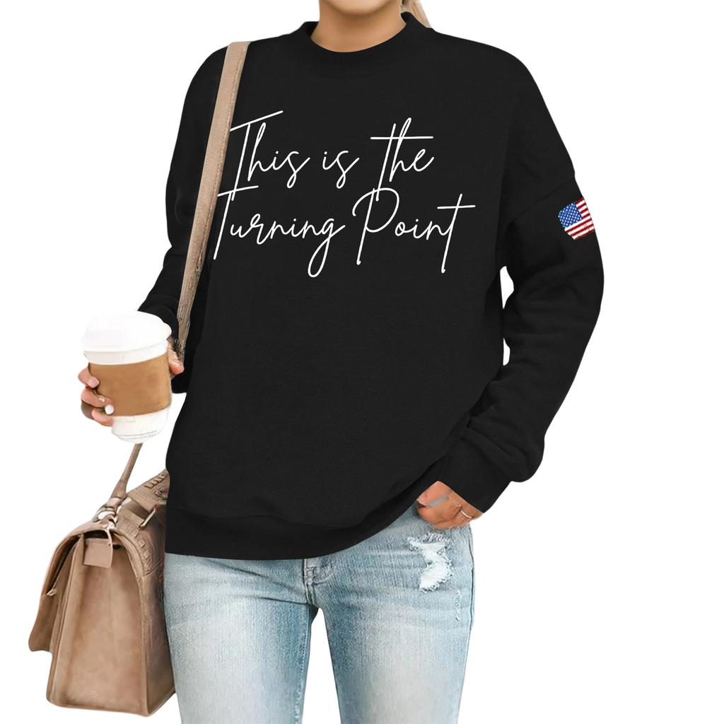 Women's Casual Fashion Round Neck Long Sleeve  Printed Sweatshirt