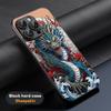 Модный дизайн с китайским драконом Чехол для телефона Для iPhone 16 15 14 13 12 11 Plus Pro Max Высококачественный Роскошный Черный жесткий чехол Овчина