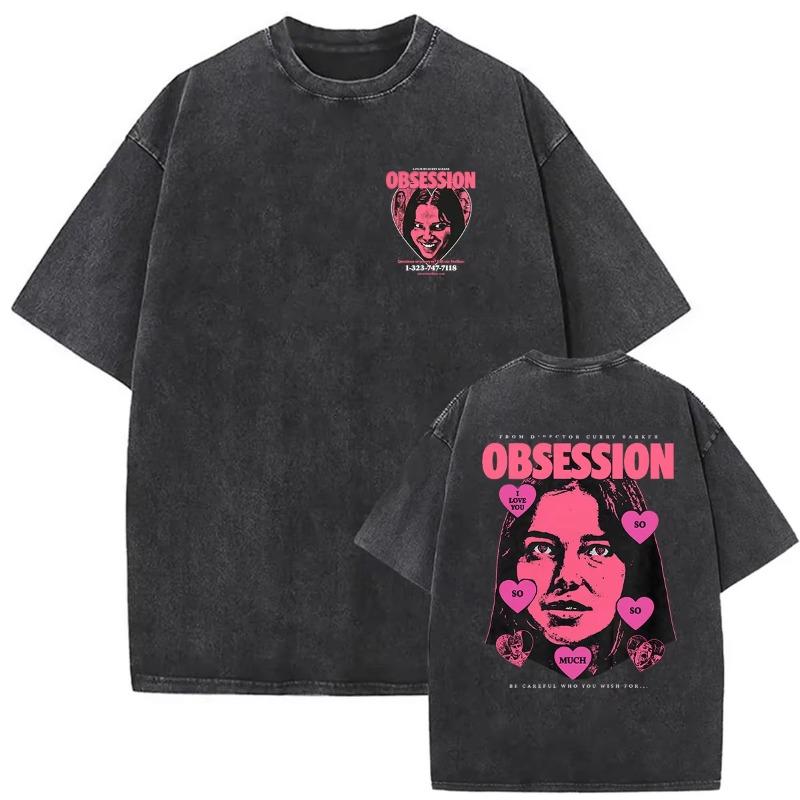 2026 Movie Obsession Be Careful What You Wish for Eyes Graphic Vintage Washed T-Shirts Short Sleeve T-shirt Streetwear