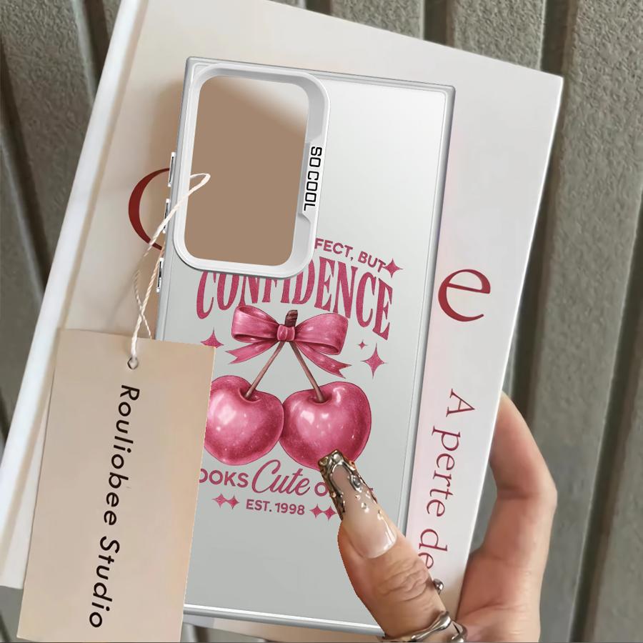 Чехол для телефона для Samsung Galaxy S25 S21 Note 20 Ultra S20 Plus S23 S24 FE S22 S25Edge S23 Ultra Мультяшный Бант Вишня