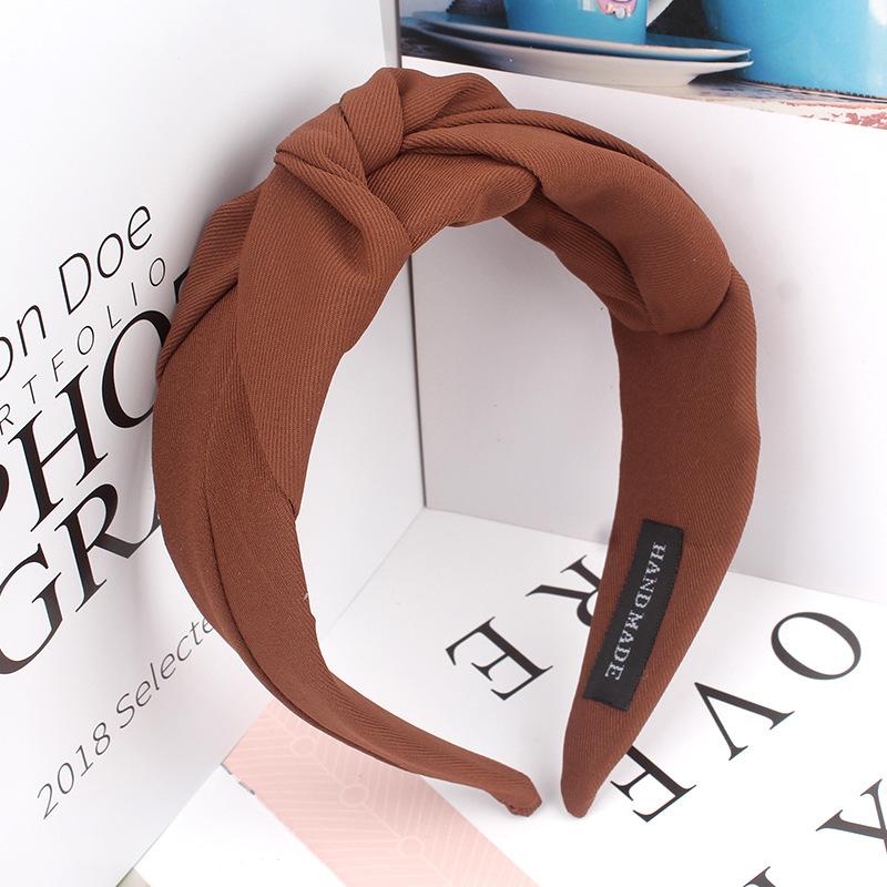 Новые модные завязанные повязки на голову для женщин, однотонные тканевые повязки для волос для девочек, широкая повязка для волос, мягкий обруч для волос, аксессуары для волос