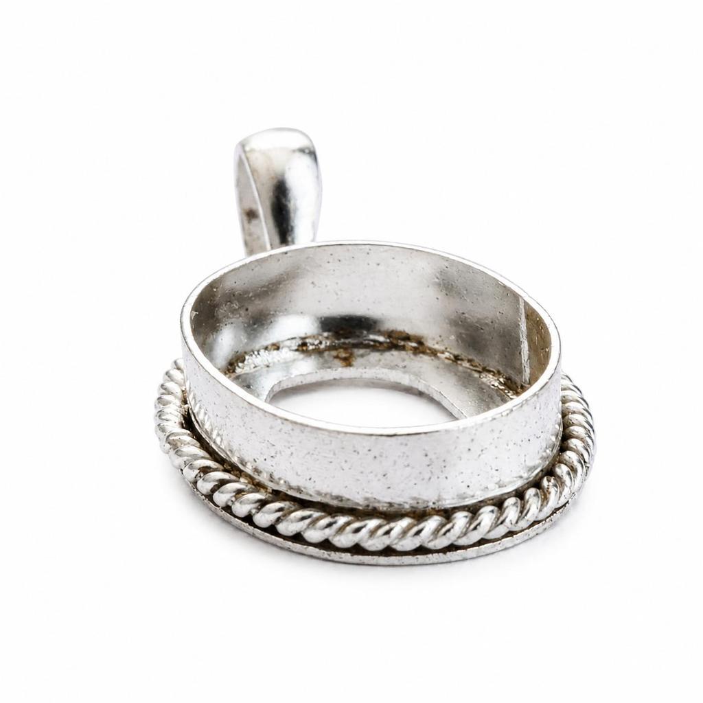 Handmade 925 Sterling Silver Pendant Bezel Setting, Oval Pendant Blank Mounting, Jewelry Making Supply