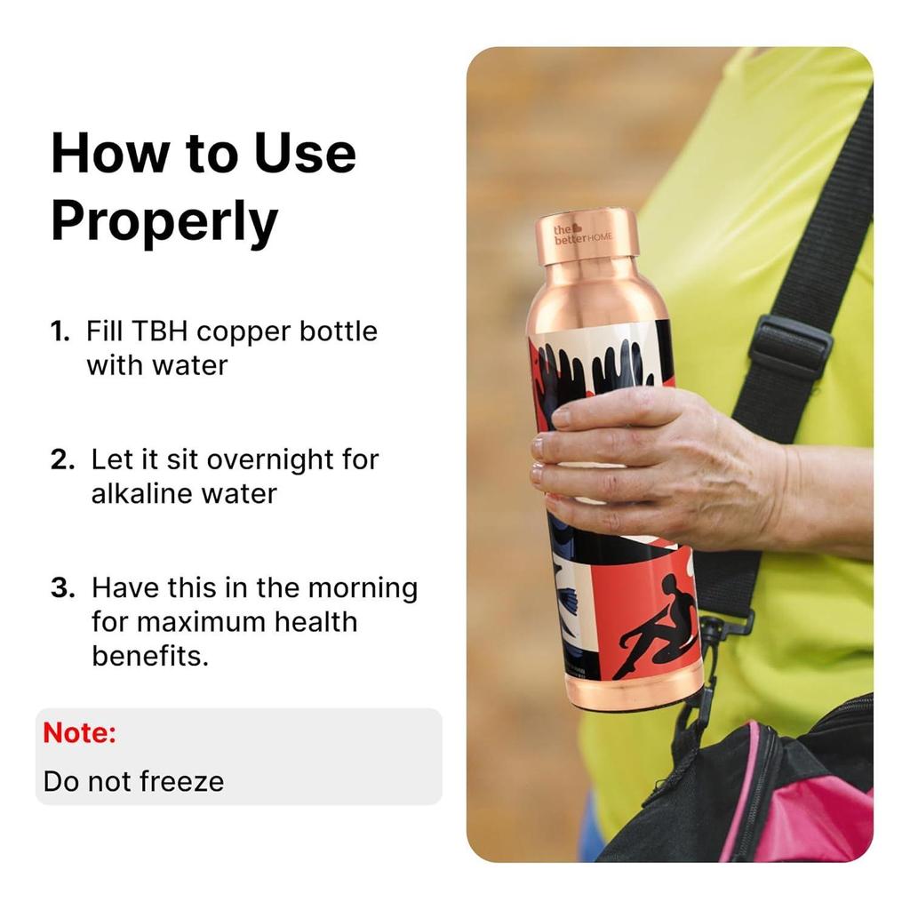 Home Copper Water Bottle 950ml | Detox Water Bottle- Immunity Enhancing | Copper Bottle For Office/Home/Gym