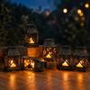 Portable Decorative Lamp Lantern with LED Candle, Battery Operated Flickering Flame Lamp, Vintage Bedside Night Light for Kids Hanging Lanterns,