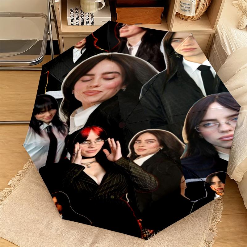 1 шт. Автоматический зонт Billie Eilish - Подходит для путешествий, на открытом воздухе, портативный зонт, подарок на день рождения, предметы первой необходимости