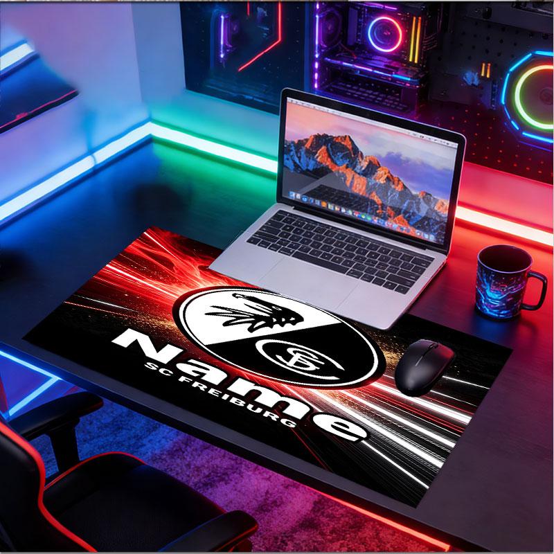 Custom Name Personalized SC Freiburg Pattern Mousepad, Laptop PC Desk Mat, Decorative Desk Mat for Home Keyboard Pad Gift