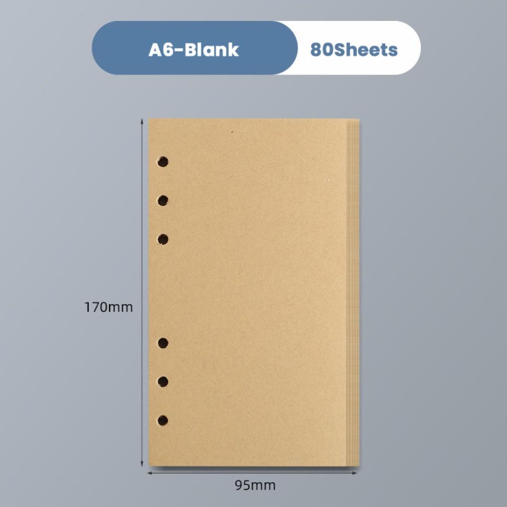 80Sheets A5/A6/A7 Notebook Refill Paper Kraft Paper 6-hole Binder Inner Page Students