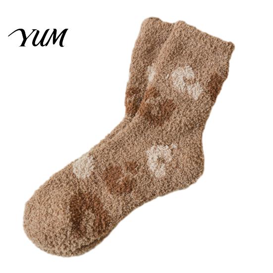 Cozy Indoor Thermal Socks Coral Fleece for Women, Soft Crew with Non-Binding Thickened Fluffy Winter House Top, Fuzzy Sleep Cute Prints Autumn
