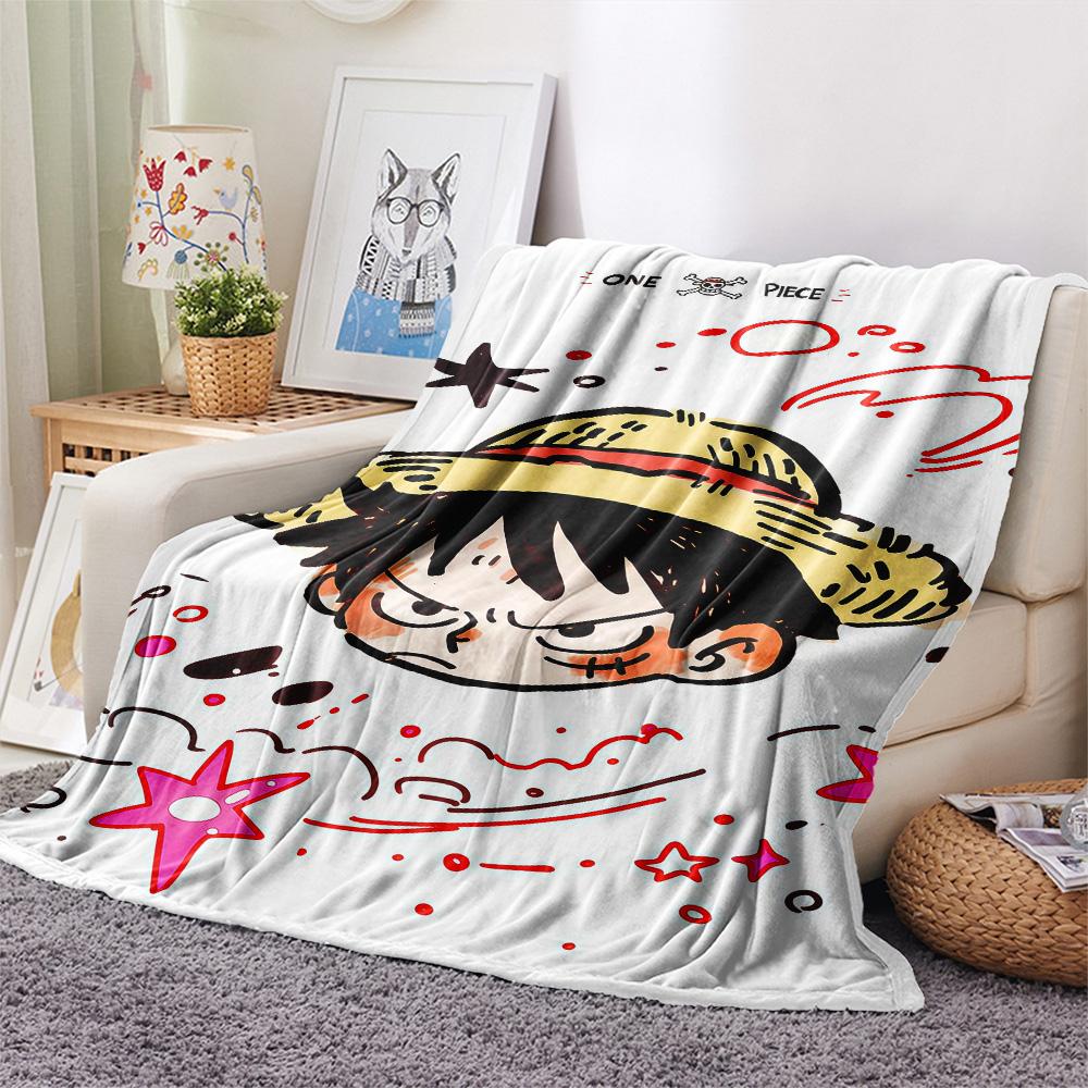 1PC One Piece Monkey D Luffy Patterned Flannel Blanket Suitable For All Seasons For Home Decor Warmth And Comfort Gifts Holiday Present