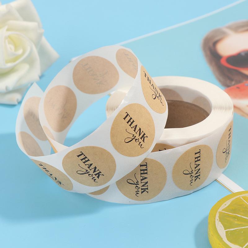 500 шт. круглых наклеек ручной работы из крафт-бумаги для скрапбукинга для упаковки с благодарностью