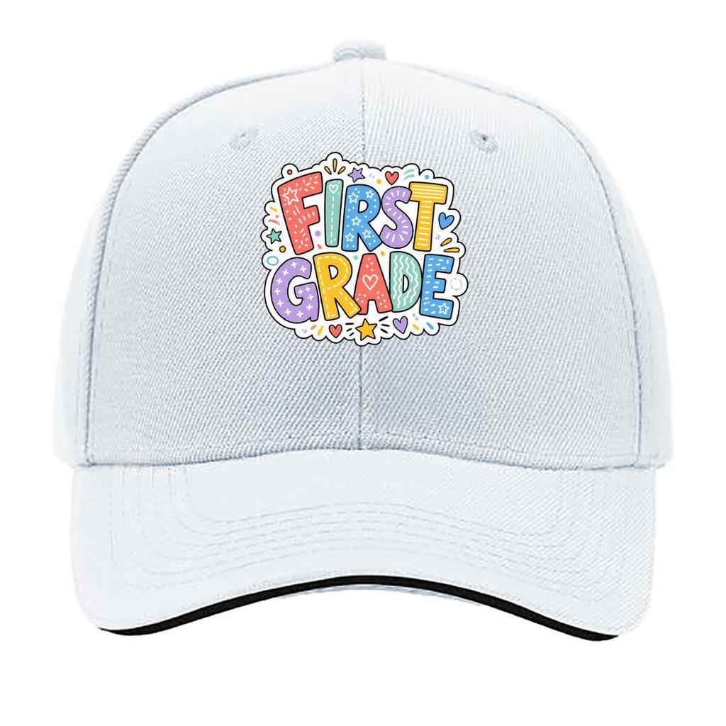 Bright First Grade Doodle Typography Sandwich Baseball Cap Sun Cap Outdoor Workouts Hat