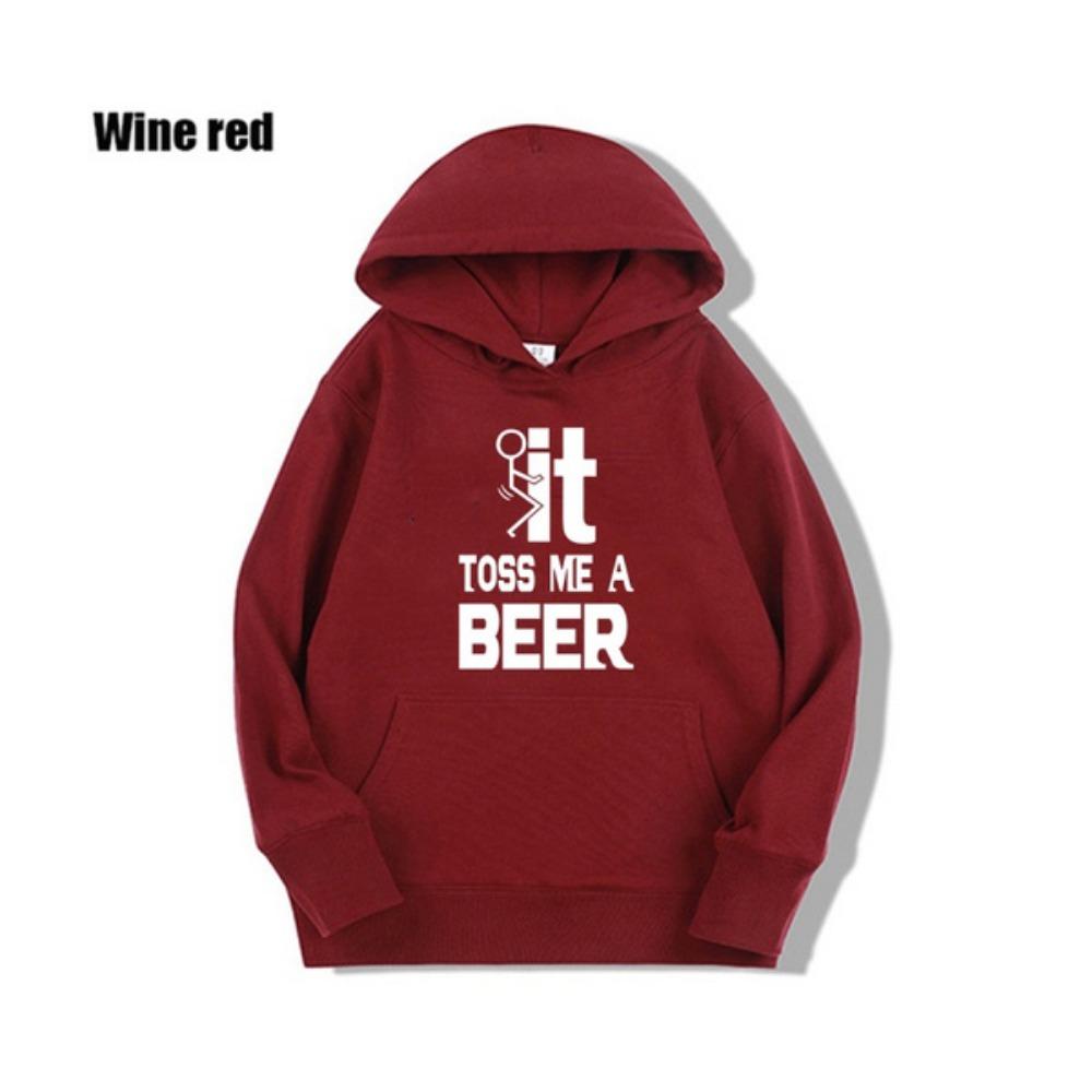 2021 Toss Me a Beer Горячая мода Смешные толстовки Мужские пуловеры с капюшоном Мужская толстовка с капюшоном с принтом