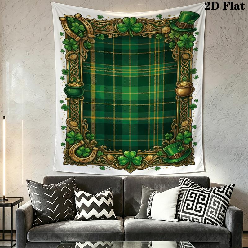 St.Patrick's Day Wall Tapestry Aesthetic Wall Hanging Printed Fabric Blanket Decorative Tapestries for Bedroom Living Room Home Decor