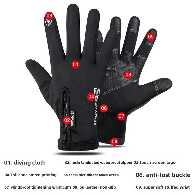 Windproof Touchscreen Gloves - Men's Insulated Full-finger Cycling Gloves - Anti-slip, Warm, Water-resistant Skiing Gloves