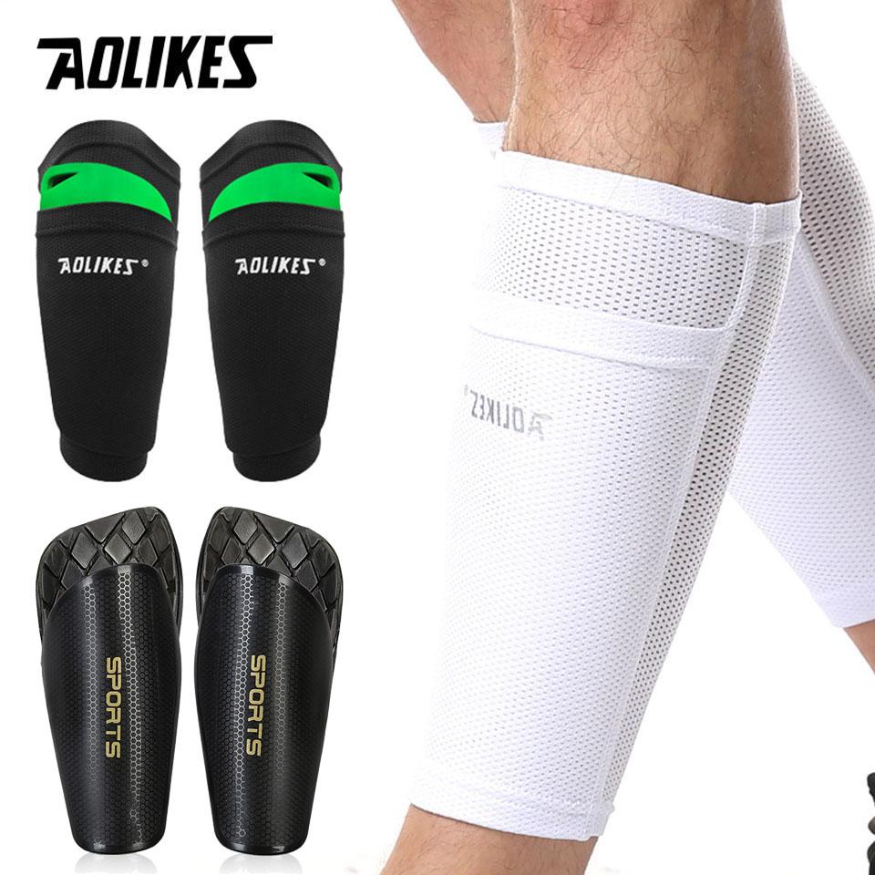 AOLIKES 1 Pair Soccer Shin Guard Pad Sports Knee Pads Calf Sleeve Sock Leg Support Anti-Sprain Football Shin Pads For Adult Kids 1