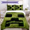 3pcs Custom Name Cartoon Minecraft Bedding Set Duvet Cover Closure Includes 1 Duvet Cover & 2 Pillowcases for All Seasons Bedroom Decor