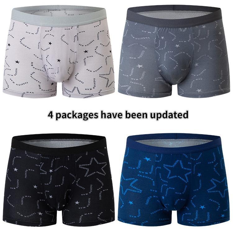 Men's Boxer Briefs Comfortable Loose Fit Athletic Trunks Trendy Breathable Underwear for Young Men Multi-Color 4pcs
