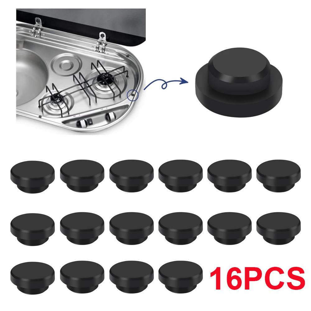 16pcs Protective Rubber Plugs Set RV Kitchenware Gas Stoves Holder Rubber Cover Caps for Dometic Smev Thetford RV Accessories
