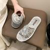 Модные Aphixta Роскошные Блестящие Хрустальные Шлепанцы Обувь 2см Плоская С Тапочками Женская Швейная Обувь Мюли Для Улицы Летние Сандалии Размер Обуви 43 Шлепанцы