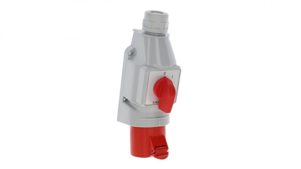 Solid insulated plug socket 32A/400V 3P+Z with switch 0-1 186