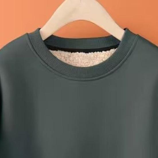 Мужская зимняя толстовка с флисовой подкладкой, термоизоляция, O-образный вырез, чистый цвет, большой размер с резинкой