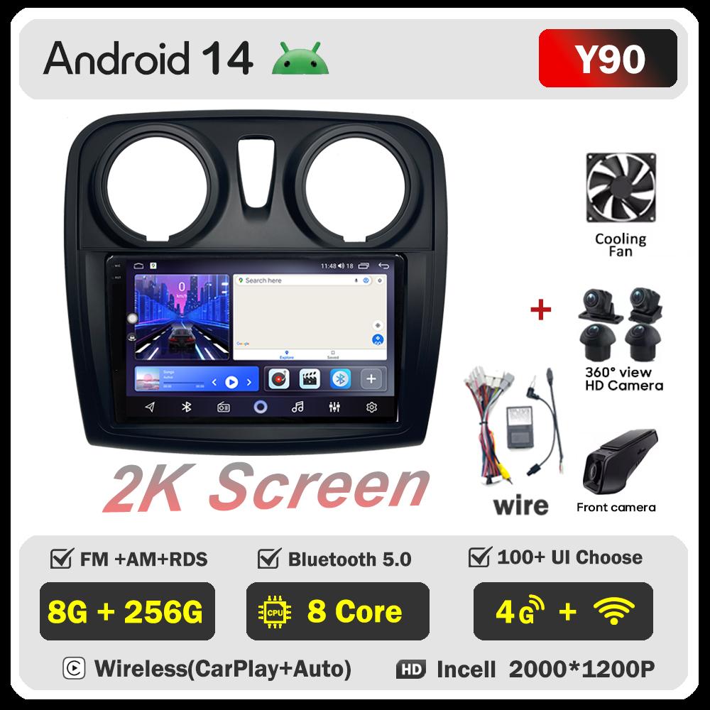 Autoradio Android 16 pour Renault Logan 2 Sandero 2 2012 - 2019, GPS, Navigation, Radio, Écran, Pas de lecteur DVD 2DIN, WiFi, Caméra embarquée