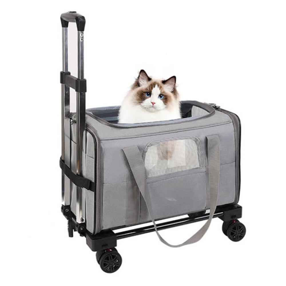 Pet Trolley Bag Detachable Rolling Carrier for Small Dogs Cats Portable Pet Travel Carrier with