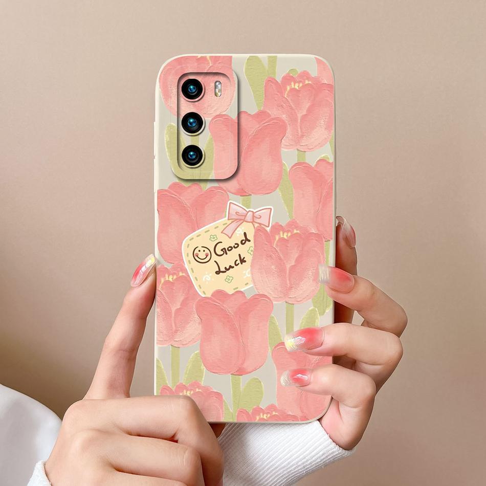 Чехол для Huawei P40 Pro Цветок Пилот Задняя крышка Мягкий Жидкий Силикон Защита Камеры Чехол для Телефона Для Huawei P 40 P40Pro Coque