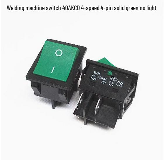 40A High-Power KCD4 Rocker Switch for Welding Machine with Light, Ship-Shaped, Four-Pin, Red/Green