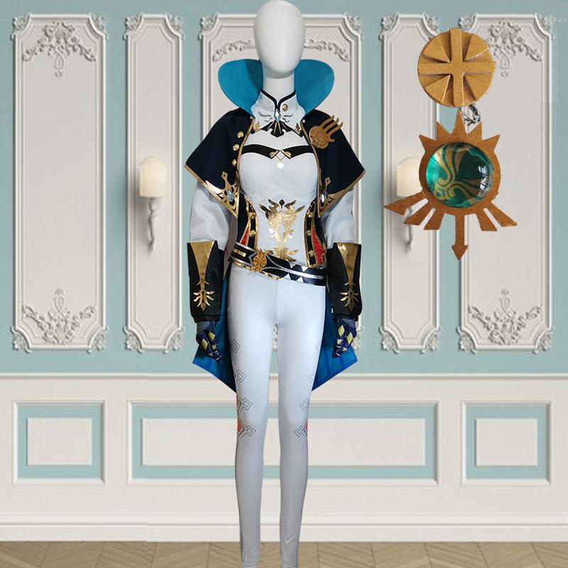 Игра Косплей Костюм Жан Gunnhildr Aldult Женщина Топ Брюки Плащ Головной Убор Парик Хэллоуин Рейв Вечеринка Аниме Костюм