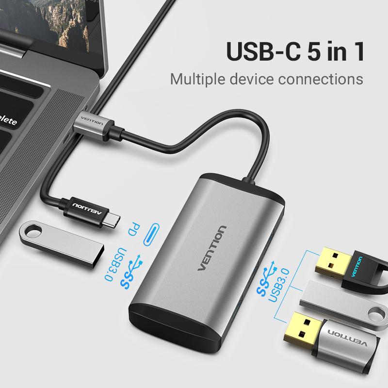 USB-концентратор Vention 3,0 Type c, USB-C-разветвитель, высокоскоростной адаптер для MacBook Pro, Huawei Mate 30, разветвитель USB-C, мультипорт USB3.1